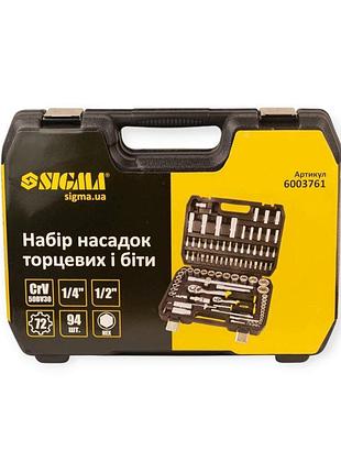 Набор инструмента 1/2",1/4" 94 шт с битами sigma 3