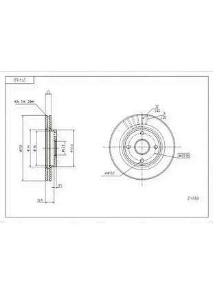 Диск тормозной ford fiesta v, focus i передний (258mmx22mm) hart