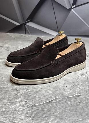Лофери чоловічі замшеві коричневі весняні /літні br-2510/9 brown | стильні коричневі чоловічі замшеві туфлі лофери
