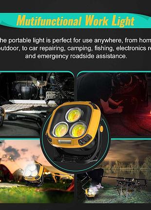 Прожектор фонарь кемпинг w891-1-3cob(white+yellow)+5smd(red) power bank kf-24