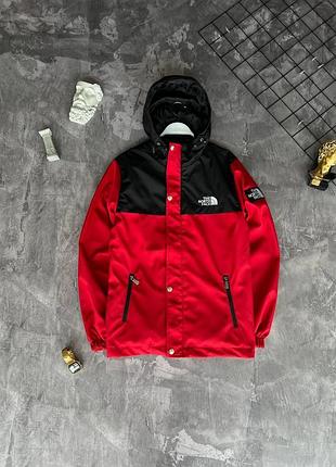 Мужская модная лёгкая ветровка thе n0rth fасе красная с чёрным, с qr кодом xl