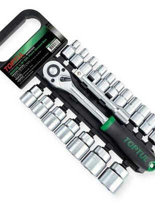Набор головок 1/2" 20 шт, 8-32 мм с трещ., удленит. (планшет) toptul