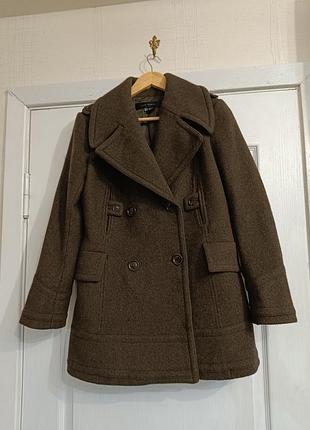 Теплое шерстяное бушлат-пальто zara woman с ангорой (р. m)