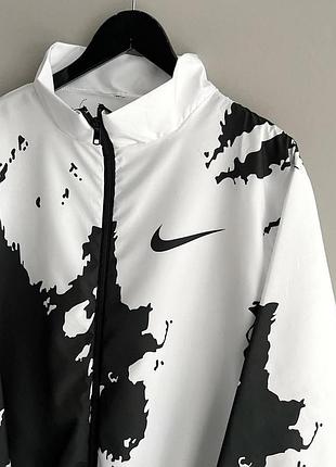Мужская модная ветровка n!ke на молнии чёрно-белая l