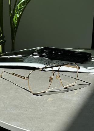 Стильні окуляри bottega veneta з прозорими лінзами та золотистою оправою 60/13/145