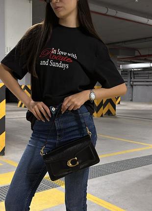 Женская сумка coach tabby на плечо из гладкой кожи в чёрном цвете 26 х 14 х 6.5 см