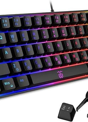 Игровая клавиатура snpurdiri k68 60% эргономичная клавиатура для пк и ноутбука с rgb подсветкой, 68 клавиш