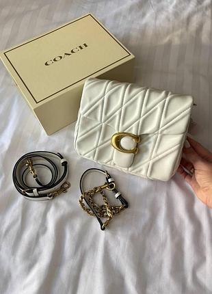 Женская сумка coach pillow tabby quilted белая 21х16
