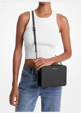 Сумка крос-боді жіноча шкіряна michael kors jet set large saffiano leather crossbody bag