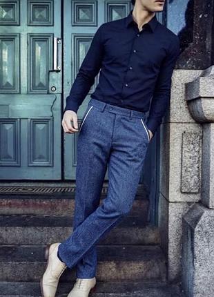 Нові чоловічі костюмні штани marc  darcy dion blue tweed trousers сині розмір 30r m