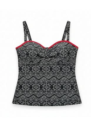 Топ купальника танкини benotti 46 xl черный белый с орнаментом