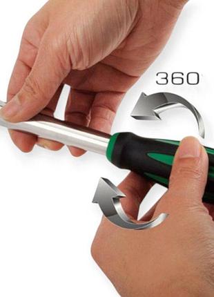 Трещетка с вращающейся ручкой 360° и переставным квадратом 3/8" 60 зуба 180мм crv toptul