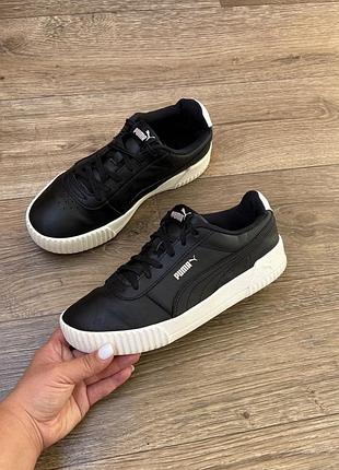 Жіночі шкіряні кеди puma carina leather р.40,5, устілка 26см. стопа 25,5см. чорні