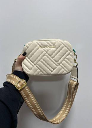 💎 michael kors jet set charm small quilted camera crossbody bag cream 21 х 14 х 9 см