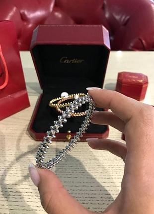 Брендовый браслет "зубчики" cartier под серебро / картье браслет с зубчиками