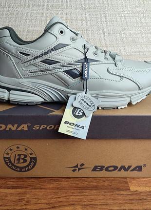 Кросівки чоловічі шкіряні bona 953m grey сірі