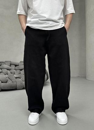 Чоловічі вільні котонові штани baggy на гумці чорні