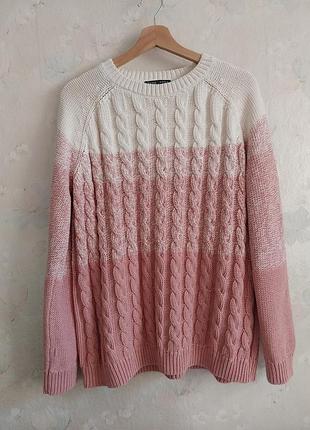 Светр жіночий woolovers 50р., xl, рожевий,  коси, бавовна