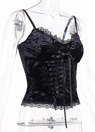 Оксамитовий топ корсетний готичний майка з мереживом gothic