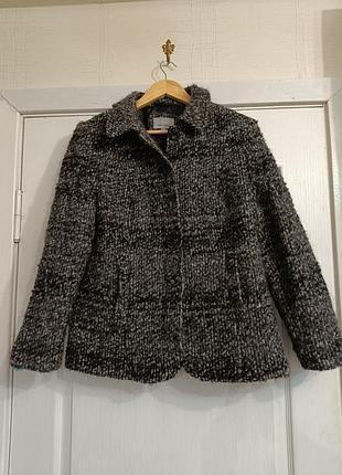Теплый твидовый жакет marks &amp; spencer "per una". шерсть, альпака, мохер.