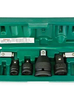 Переходник ударный 3/4", 3/8", 1/2" (мама) - (папа), 2 сменных квадрата, 6шт (кейс) hans