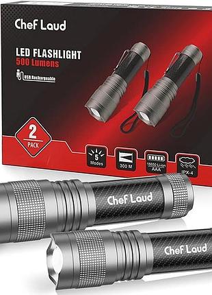 Светодиодные ручные фонари chef loud led flashlight перезаряжаемые тактические фонарики с 5 режимами