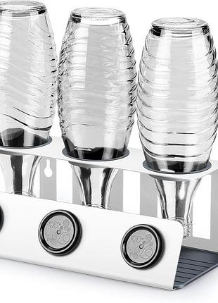 Тримач для пляшок vinlley sodastream s1 стильна підставка для сушіння на 3 пляшки sodastream