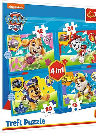 Пазл 4в1 paw patrol запуск щенков 34628