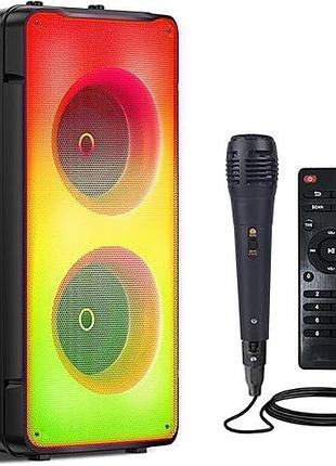 Портативная мощная колонка с микрофоном tamproad party speaker a67 акустическая bluetooth система с подсветкой