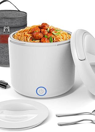 Електричний ланчбокс 100w herrfilk electric lunch box hd-j-0138 1.2 л контейнер із підігрівом для їжі, термосумкою, приладами
