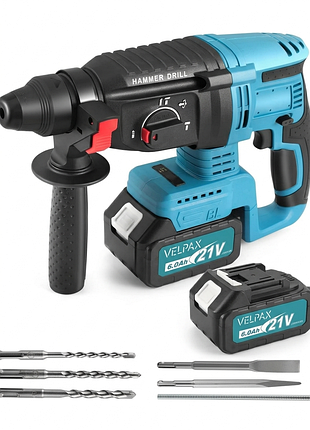 Ударный перфоратор 26mm 1500 вт velpax hammer drill аккумуляторный ударный перфоратор с 5 сверлами