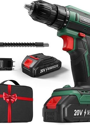 Аккумуляторная дрель cordless drill driver 20v электродрель 2000 мач, двухскоростная аккумуляторная дрель