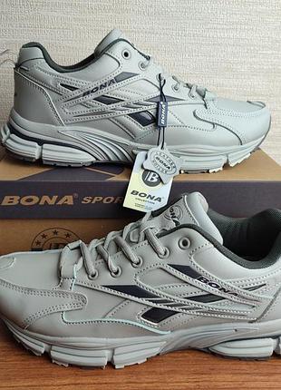 Кросівки чоловічі шкіряні bona 953m grey сірі