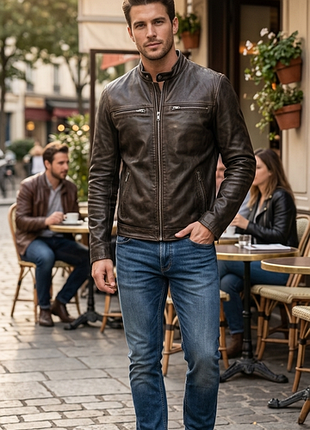 Superdry кожаная куртка в байкерском стиле