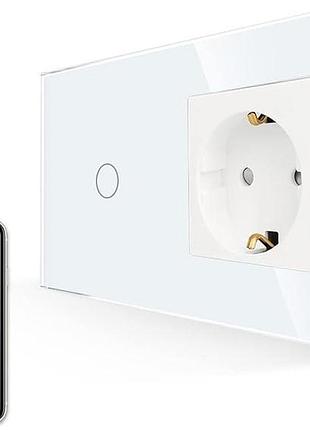 Умный выключатель света с розеткой smart home switch socket однопозиционный сенсорный выключатель совместимый с alexa и google
