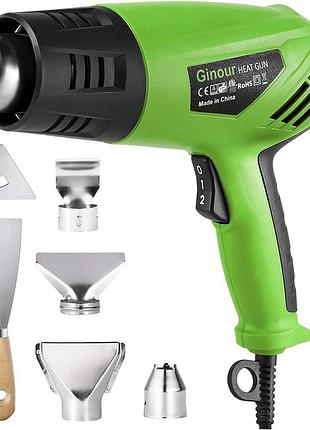 Ginour tpk-pt004 електричний термофен 2000 вт 230 в 350 °c 4 насадки