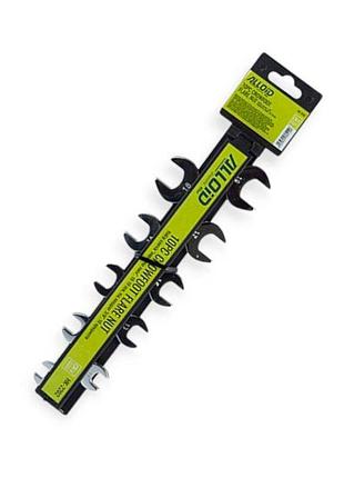 Набор ключей рожковых 10-19 мм, 10 шт, короткие под квадрат 3/8", "воронья лапа" (планшет) alloid