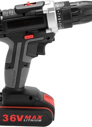 Дриль-шурупокрут з 2 акумуляторами 36 в lision lithium electric tool електричний дриль із 2 швидкостями