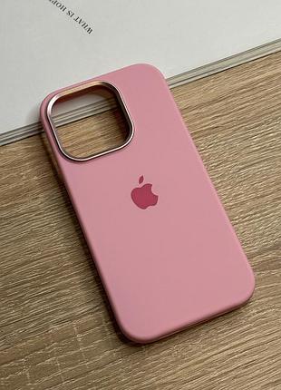 Силиконовый розовый чехол на iphone 15 pro с мягкой подкладкой, защищенный матовый silicone design