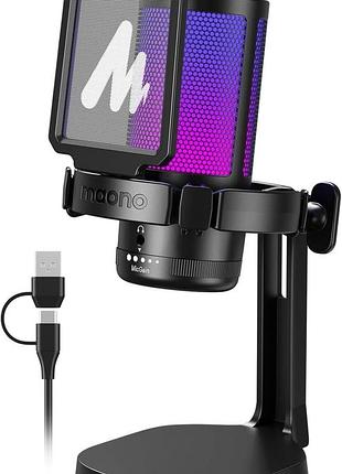 Ігровий мікрофон maono usb microphone dgm20 настільний мікрофон з rgb-підсвіткою і шумозаглушенням
