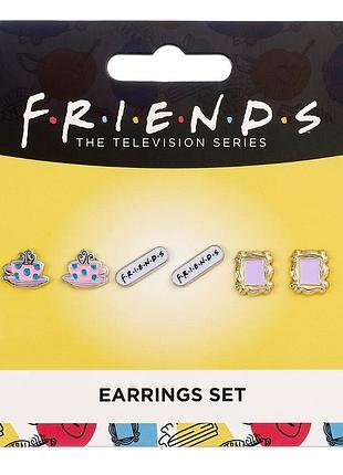 3 шт. сережки-цвяшки friends earrings set набір сережок-цвяшок за мотивами серіалу друзі