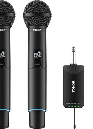 2 шт. бездротові мікрофони tonor uhf wireless microphone tw720 ручний динамічний мікрофон