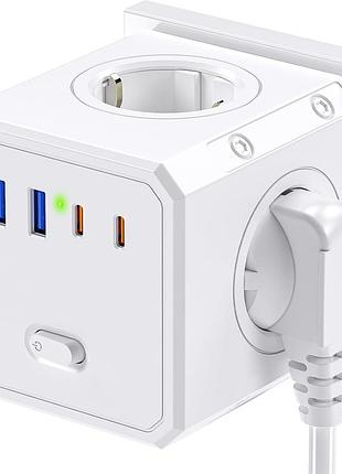 Электрическая розеточная куб-станция 8-в-1 burnnove socket cube hd-q8 электрический разветвитель с usb-c