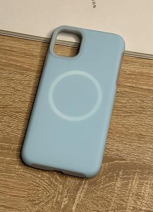 Чехол для iphone 11 pro max с magsafe, силикон с мягкой подкладкой silicone case matte neon 2. блакитний