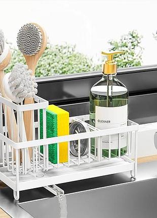 Кухонний органайзер на мийку для губок sponge drain rack kemdh компактний органайзер для миття