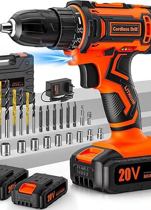 Акумуляторний дриль-шурупокрут 20 в cordless drill 18v-t набір з 24 предметів і двома акумуляторами