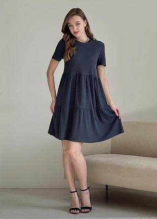 Свободное платье трапеция миди серое merlini маркони 700001230 4xl/5xl