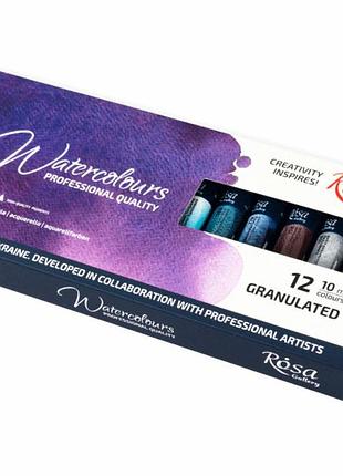 Набор акварельных красок granulation 12 цветов по 10мл туба rosa gallery