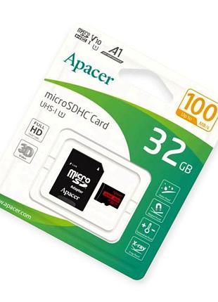 Карта пам'яті microsdhc 32gb class 10 (adapter sd) apacer до r100mb, s