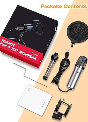 Комп'ютерний мікрофон elegiant portable plug & play microphone egm-04 конденсаторний ігровий мікрофон 3